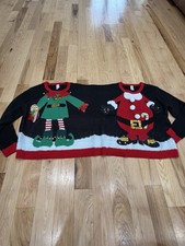 Ugly Sweater For 2 People Santa  Elf Large / XL Christmas Holiday
