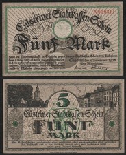 34329 - NOTGELD C&Uuml;STRIN (K&uuml;strin), Stadt, 5 Mark, 19.11.1918, Geiger 087.07, u