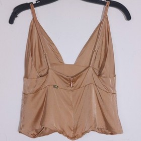 For Love Lemons SKIVVIES Satin Silk Blend V Neck Camisole Top Champagne Size M