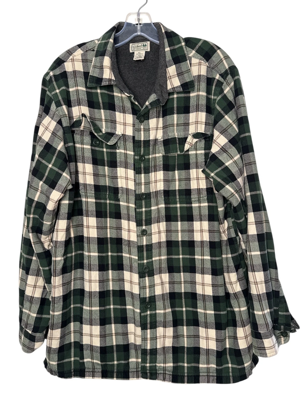 LL Bean Fleece Lined Flannel Shirt Jacket Men's Large Blanket Green Plaid
Opens in a new window or t