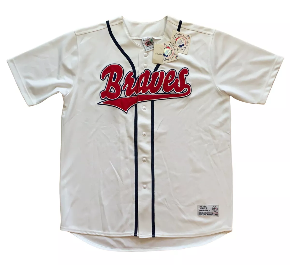 Vtg 90s True Fan MLB Atlanta Braves Mens Away Jersey Size Large NOS