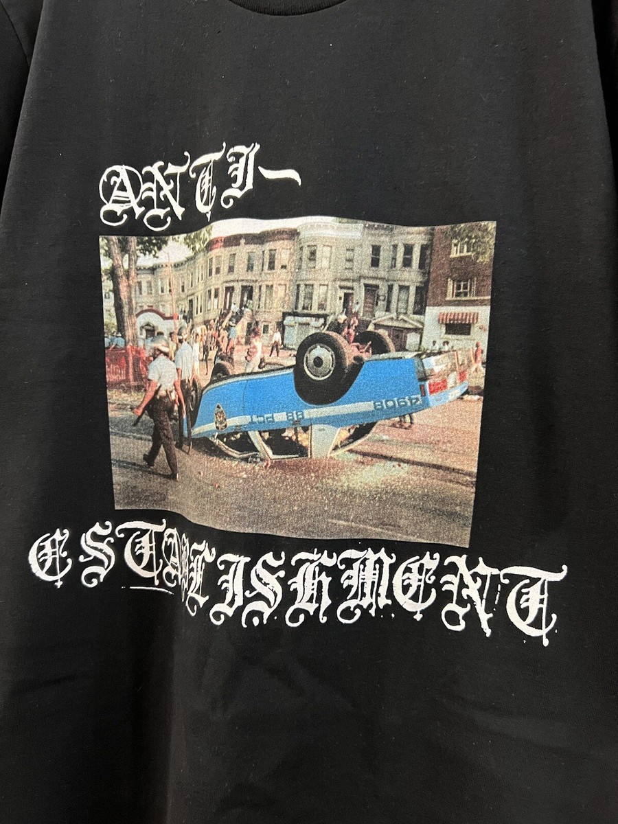 FW13 Supreme ANTI-ESTABLISHMENT Black Tee T-Shirt Sz M