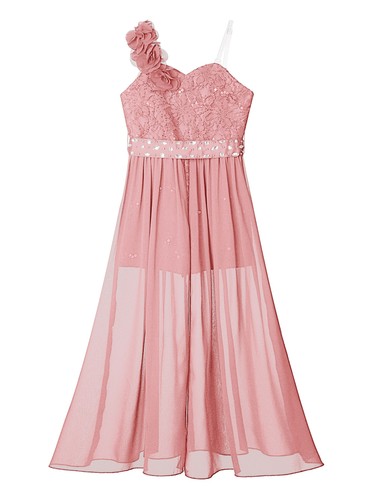 Kids Girls Sequin Pageant Prom Ball Gowns High Low Chiffon Wedding Party Dress - Picture 28 of 78