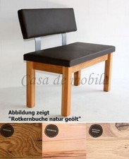 Massivholz Sitzbank 120cm Leder braun geölt NEU Polsterbank mit rückenlehne Bank