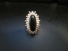 925 Sterling Silver Large Black Onyx Ring Size 9 /10