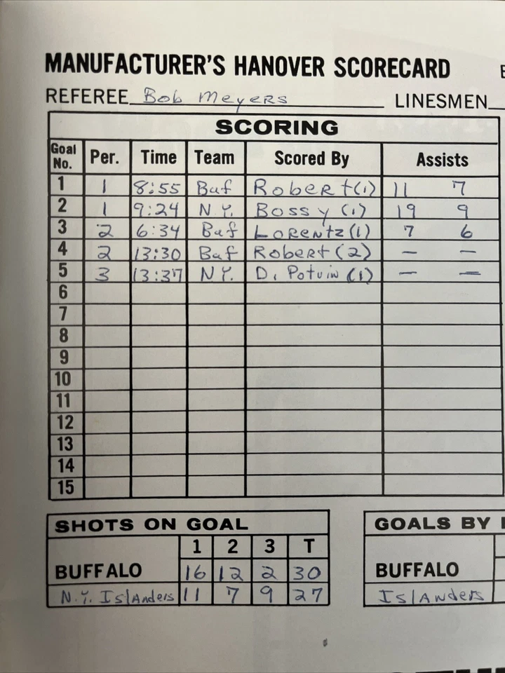 Programa Buffalo Sabres 1977-78 vs NY Islanders - Primer gol de Bossy Foto 3 de 3