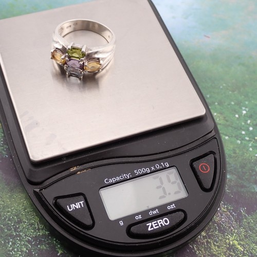 VTG Citrine Amethyst Peridot Sterling Silver Size 7.75 Ring by PD Weighs 3.9 gr - Picture 8 of 8