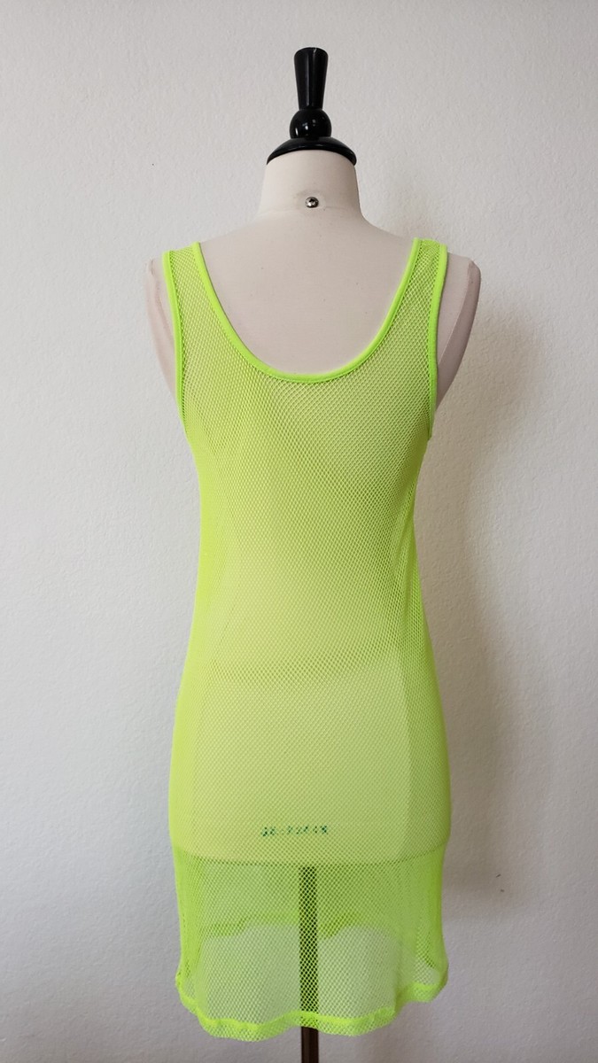 urban outfitters green mesh dress Urban Outfitters Dress New Size Small Neon Green Mesh Fishnet Festival  Cover Up