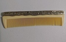 Vintage Silver Tone Comb Ornate Floral Accents