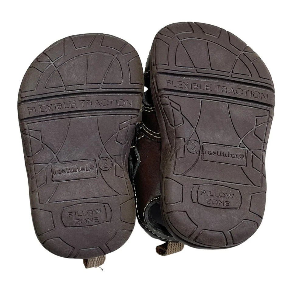 HEALTHTEX Baby Sandals Size 2 Shoes Brown Boys Fisherman Sandal Rubber Soles - Image 4 of 4