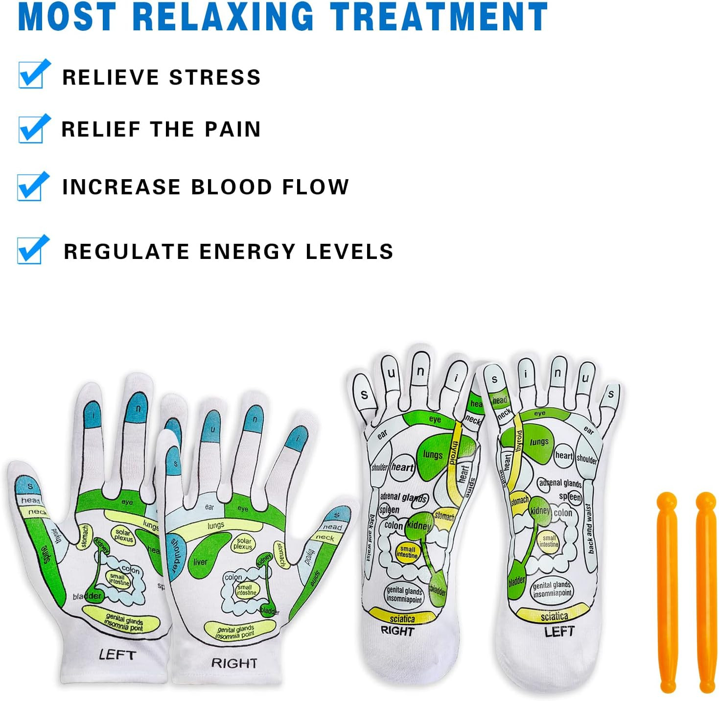 Acupressure Reflexology Socks and Gloves Set for Tired Relief