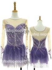 Ice Skating Adult Figure skating Dress Gymnastics Costume purple dyeing