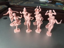 COMPLETE SET OF 8 MARX BATHING BEAUTIES  DOLLHOUSE SIZE FIGURES REISSUES PINK