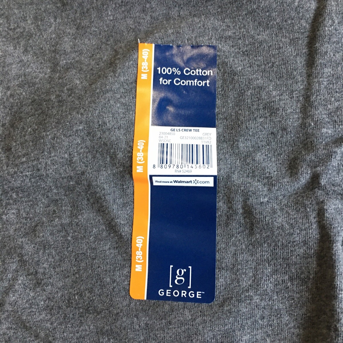 NWT George Crew Neck Long Sleeve T Gray Med