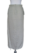 Vintage CK Calvin Klein 100 Linen Maxi Skirt Womens 6 Taupe Gray Straight
