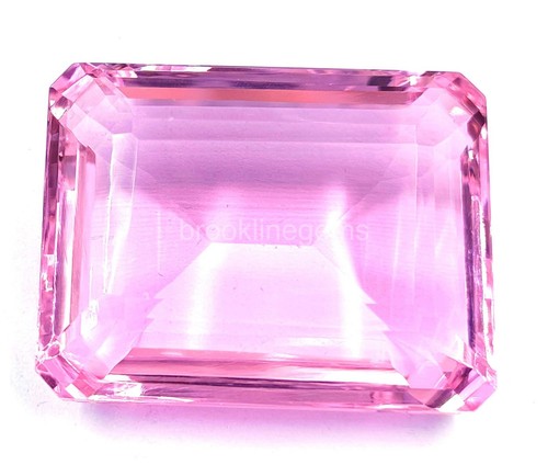 201.00 Ct Emerald Cut Pink Topaz Certified Collection Brazil Gemstone 25H - Picture 2 of 9