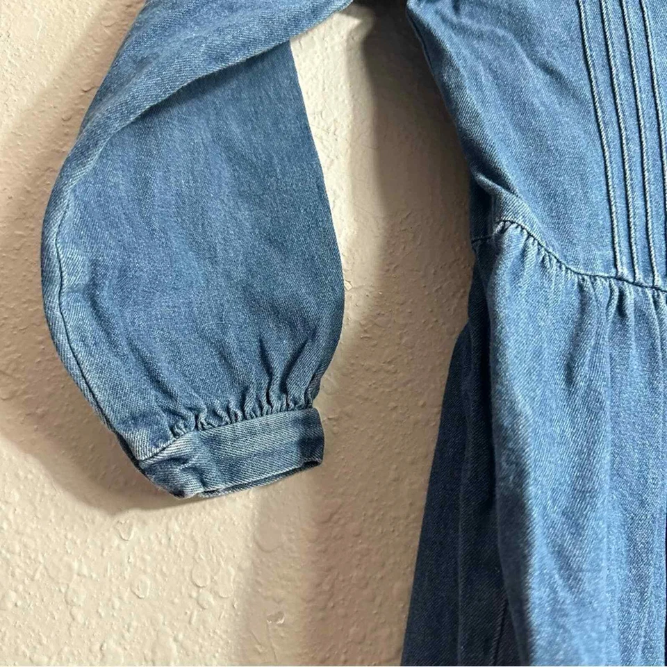 Vintage Oshkosh Bgosh Denim Dress, Fruit Print, Collared, Size 6 Made in USA - Image 4 of 4