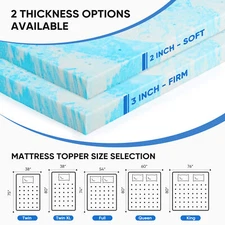 3 Inch Thick Gel Infused Memory Foam Mattress Topper - Universally Compatible