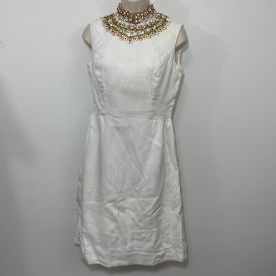 Vintage 60s Sheath Dress Small mock neck beaded Collar Sleeveless Cocktail  Flaws | eBay