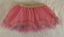 Baby Girl Tutu Skirt-Size 6-9 Month-Pink with Rainbows