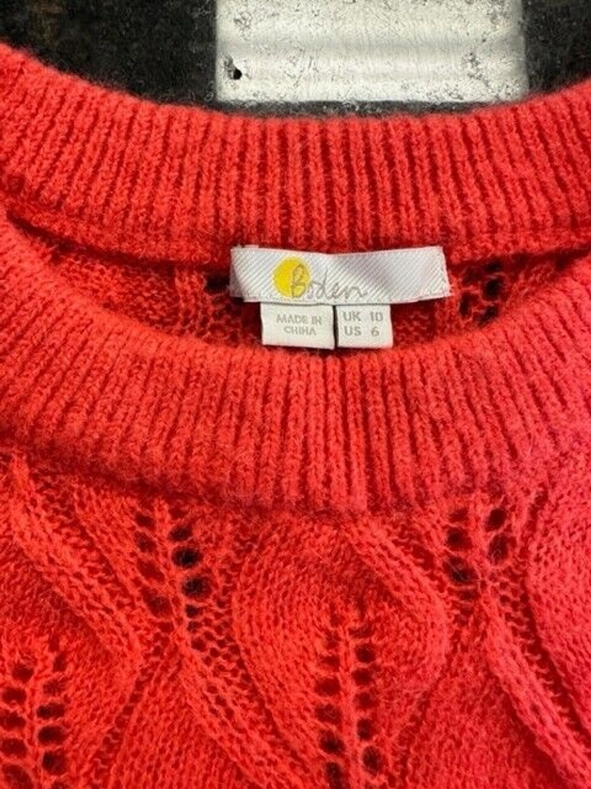 Boden Womens Loose Knit Orange Crochet Sweater Size… Gem