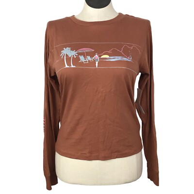 Roxy Peninsula La Jolla Long Sleeve T-Shirt Women s Size M Color Brown Pullover