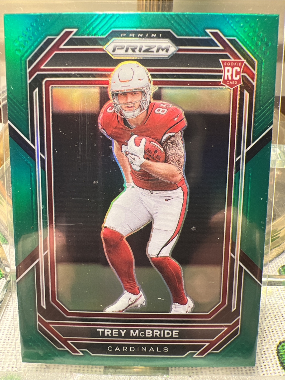 2022 Panini Prizm Football Trey McBride Rookie Green # 327 Cardinals