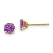 14K Yellow Gold 5mm Round Amethyst Stud Earrings Madi K Children's Jewelry