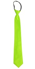 Plain "Neon Lime" Polyester Men's 2 or 3 inch Woven Pre-tied Zipper Necktie