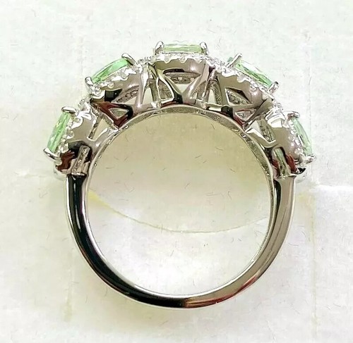 HSN Colleen Lopez Sterling Silver Green Spinel & White Topaz Ring Size 8 - Picture 4 of 6