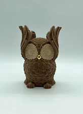 Bath & Body Works Candle Holder Pedestal Flocked Brown Owl Large 3-Wick