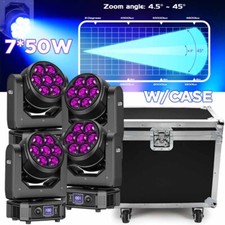 4x Zoom 7x50W LED Moving Head Stage Light RGBW DMX Beam Wash Lighting DJ Disco