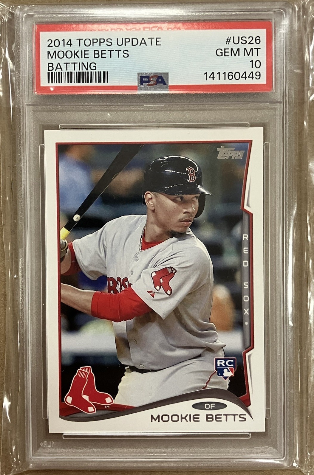 2014 TOPPS UPDATE BATTING #US26 MOOKIE BETTS ROOKIE RC PSA 10 view 1
