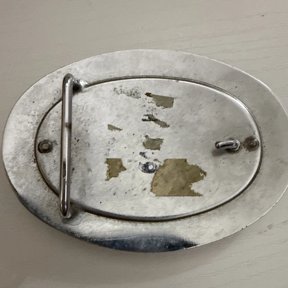 Винтажный Западный Ремень с Пряжкой Bucking Bronco Лошадь Большой Овальный Серебристый Золотой Тон - Изображение 3 из 3