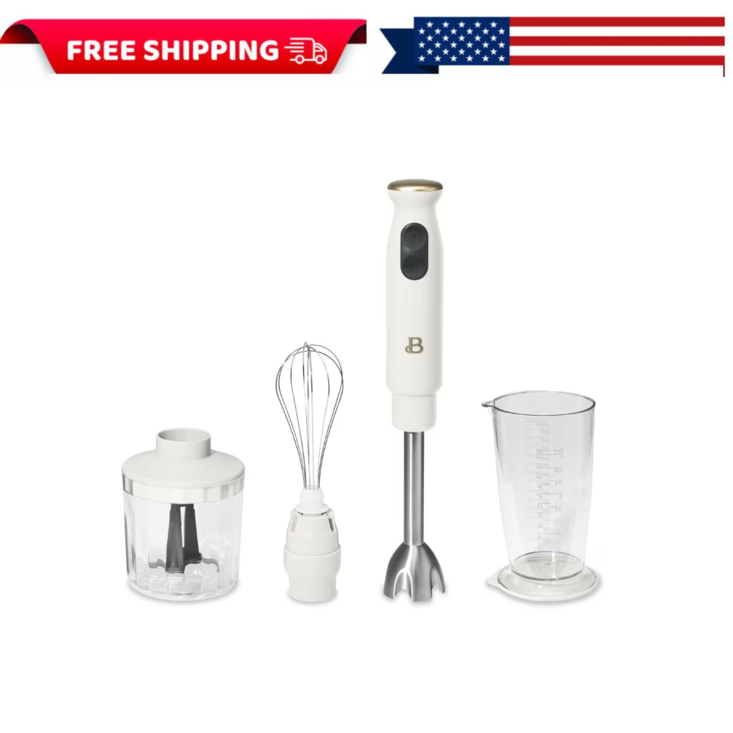 Beautiful 2-Speed Immersion Blender Chopper Measuring Cup Wh