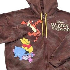 Disney Winnie the Pooh Hoodie Full Zip Brown Youth XL Unisex
