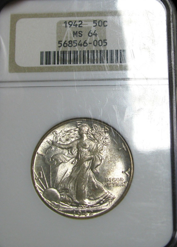 1942 Walking Liberty Half Dollar Silver ---- MS-64 NGC Graded Coin ---- #398C
