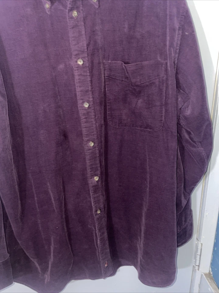 Camisa de pana Nordstrom de colección para hombre XL púrpura 100 % algodón abotonada Western D Foto 4 de 4