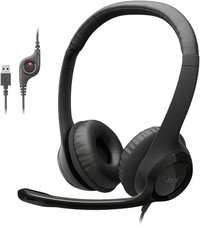 Logitech H390 Wired USB On-Ear Stereo Headphones with Mic PC Laptop Black