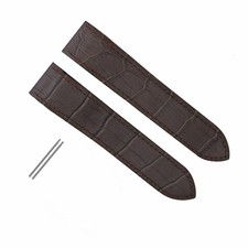 SCREW 23MM LEATHER STRAP ALLIGATOR BAND FOR 38MM CARTIER SANTOS 100 DARK BROWN