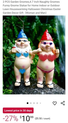 Garden Gnomes Naked Nude Gnome Drinking Naughty Garden Ornament Statue