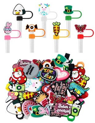 YETOOME 20Pcs Random Different Straw Cover Toppers 0.4 In/10mm, Multicolor