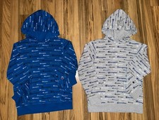 Champion Boys Sz XL Hoodie Sweatshirt Lot Royal Blue Gray All Over Print EUC