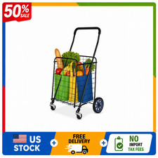 Mainstays Foldable Metal Rolling Utility Shopping Cart
