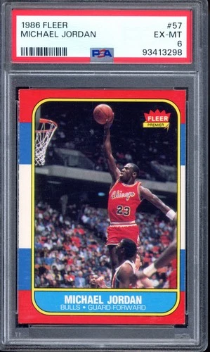 1986 Fleer #8 Michael Jordan Rookie PSA 6 Vintage HOF RC Basketball Card (3298)