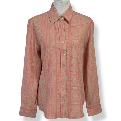 Finley Alex Shirt Size Medium Button Down Tailored Ethnic Jacquard Boho Print