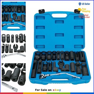 21 Piece Oxygen Sensor Socket Set Oil Pressure Sending Unit 6pt 12pt Alloy