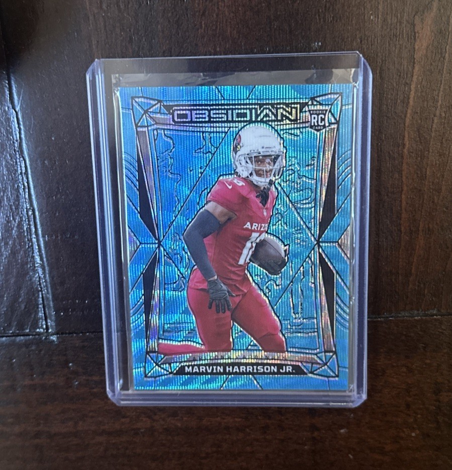 Two (RC) Marvin Harrison Jr 2024 Panini Obsidian Blue Wave & Black Cardinals #1