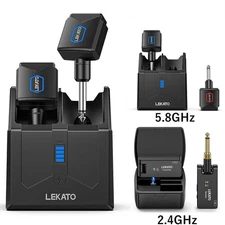 LEKATO Wireless Guitar System Transmitter Receiver with Charging Box 4 Channels 