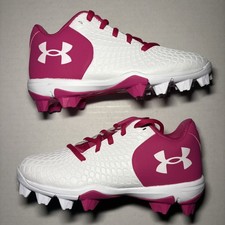 Under Armour Glyde 2.0 RM Jr Girls Pink White Lace Up Softball Shoes Size 1Y